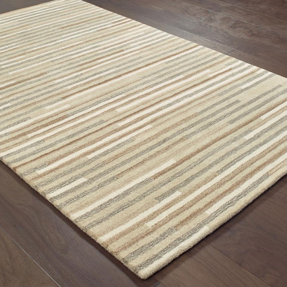 4’ x 6’ Beige and Gray Eclectic LinesArea Rug - 387957. Picture 3
