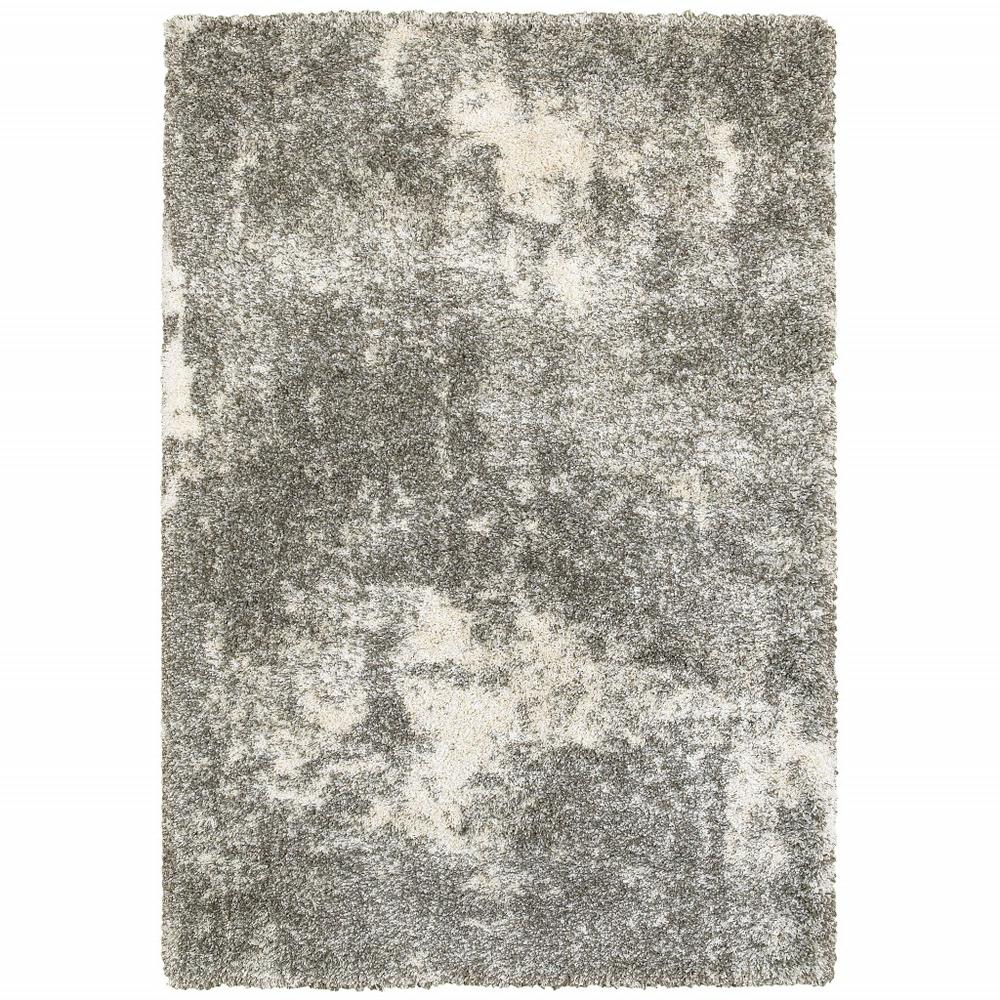 7’ x 10’ Gray and Ivory Distressed Abstract Area Rug - 387984. The main picture.
