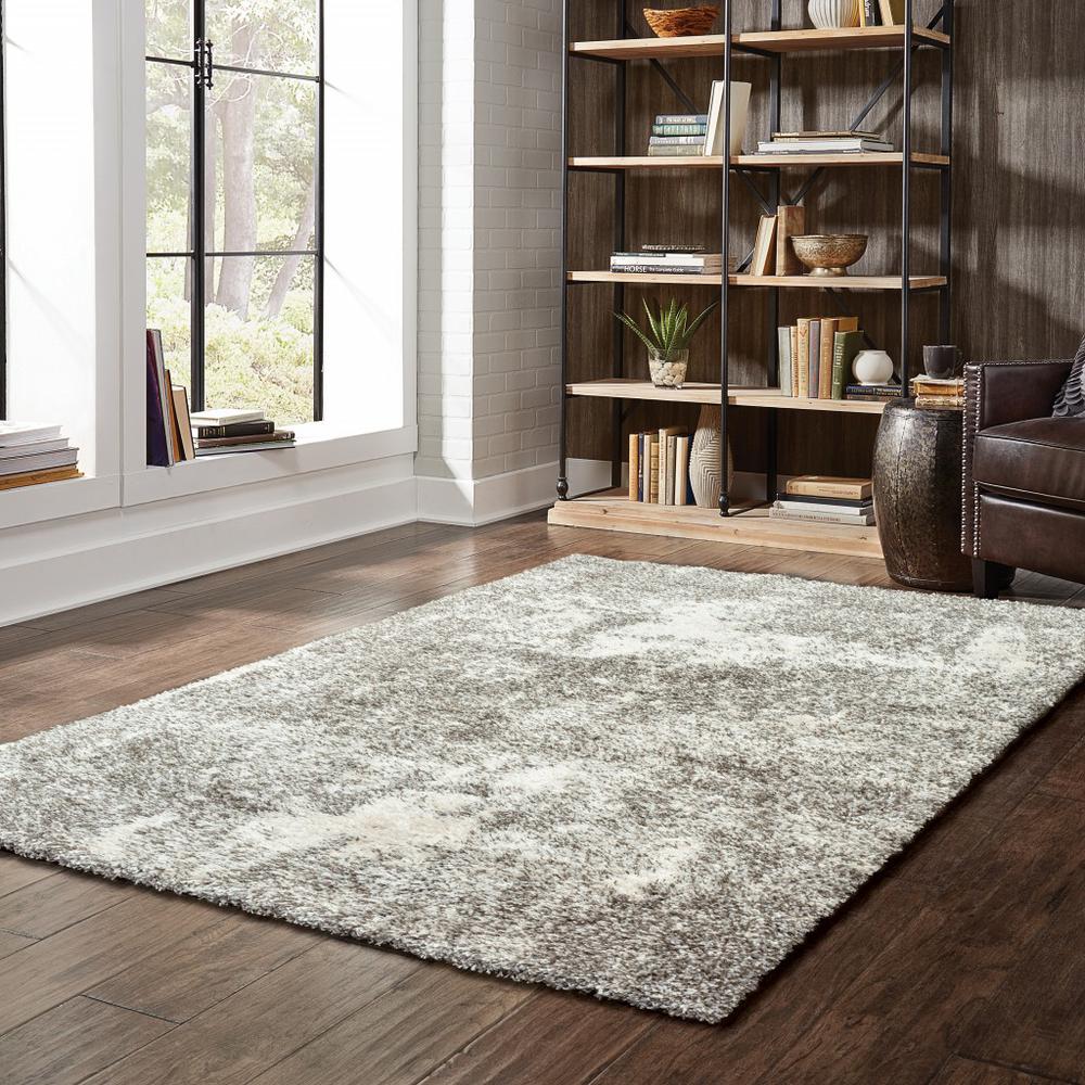 7’ x 10’ Gray and Ivory Distressed Abstract Area Rug - 387984. Picture 3