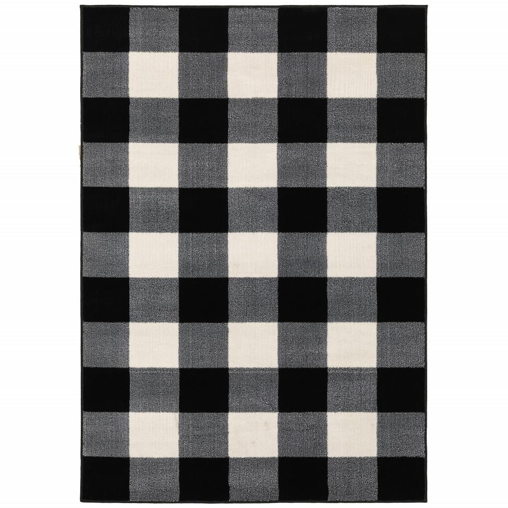 4’ x 6’ Monochromatic Gingham Pattern Indoor Area Rug - 388019. Picture 1