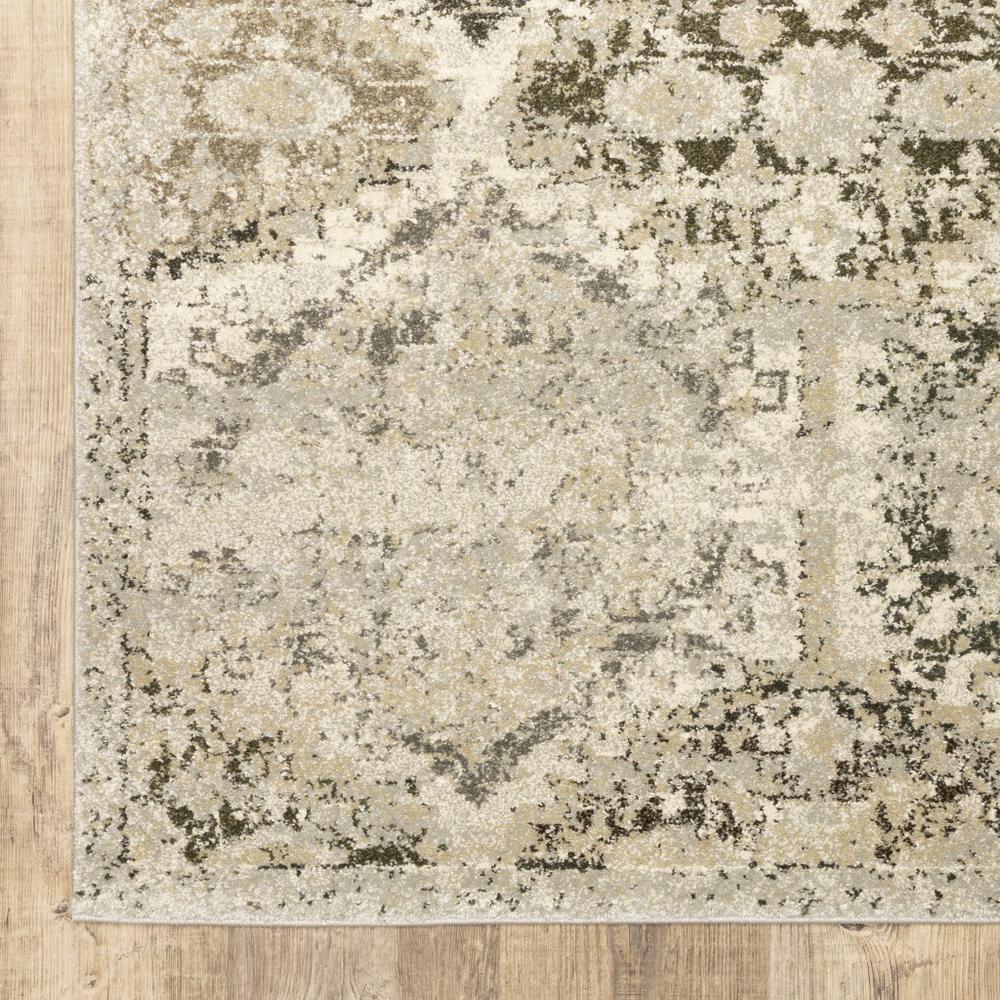 2’ x 8’ Ivory and Gray Floral Trellis Indoor Runner Rug - 388025. Picture 3