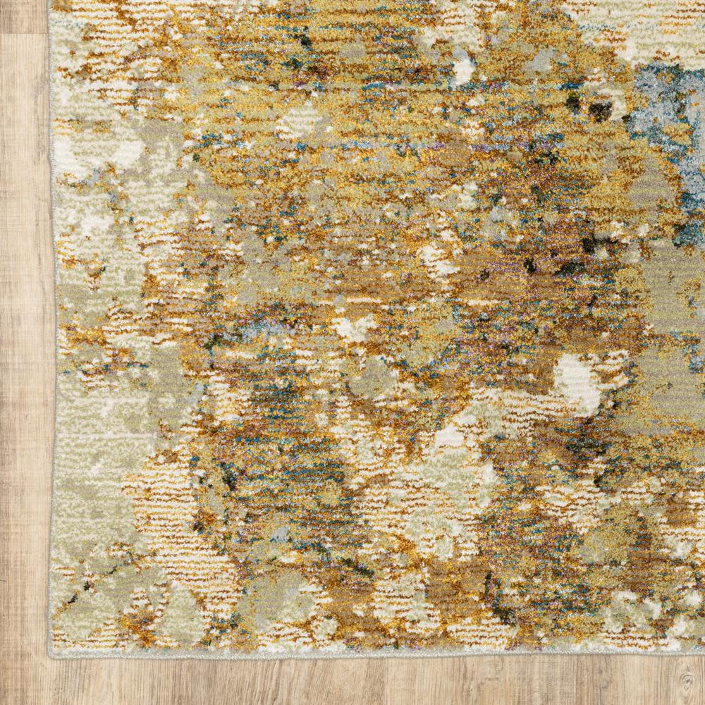 2’ x 8’ Modern Abstract Gold and Beige Indoor Runner Rug - 388028. Picture 3