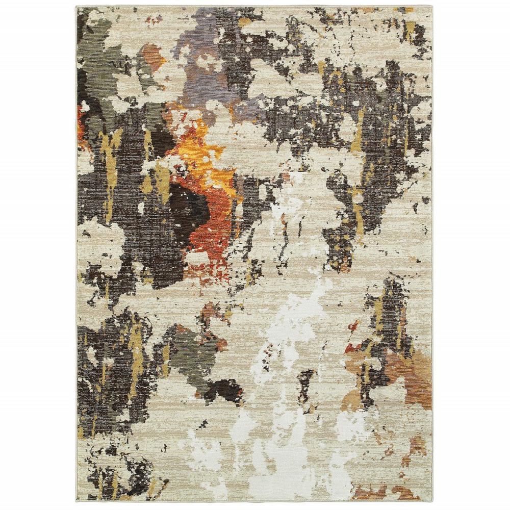 3’ x 5’ Abstract Weathered Beige and Gray Indoor Area Rug - 388033. The main picture.