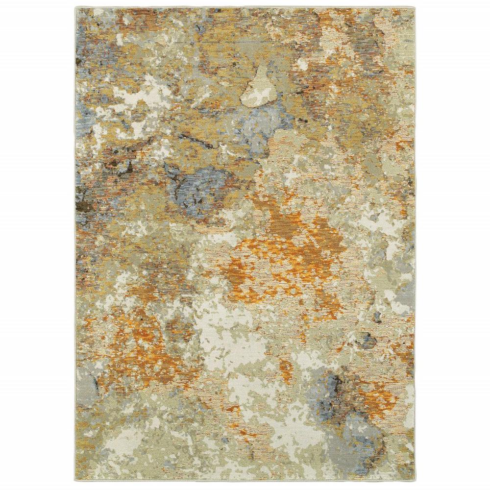 3’ x 5’ Modern Abstract Gold and Beige Indoor Area Rug - 388034. Picture 1