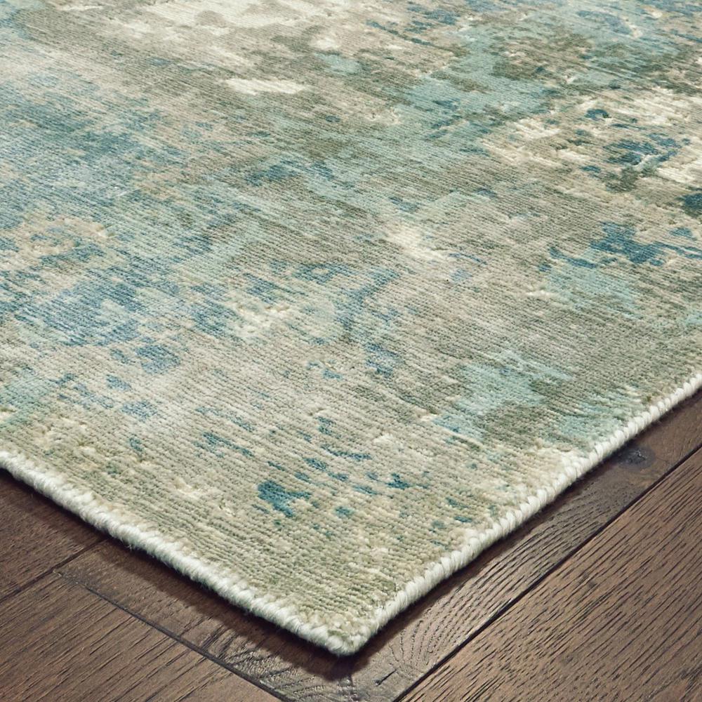 3’ x 10’ Blue and Gray Abstract Pattern Indoor Runner Rug - 388058. Picture 2