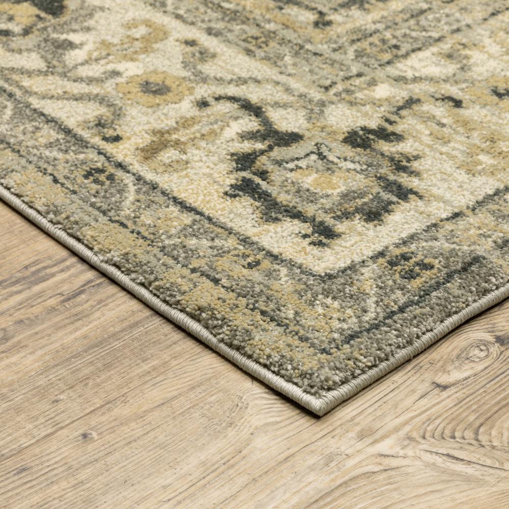 7’ x 10’ Beige and Gray Traditional Medallion Indoor Area Rug - 388060. Picture 2