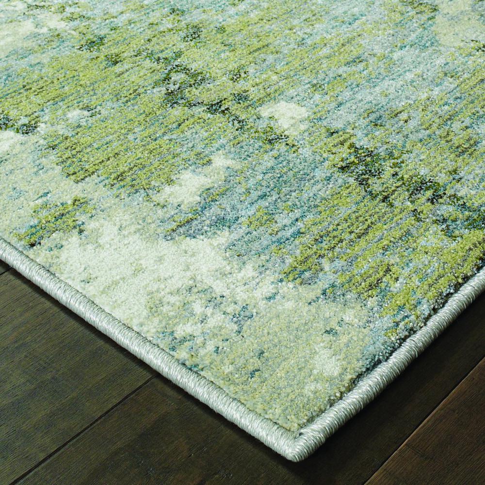 8’ Round Blue and Sage Distressed Waves Indoor Area Rug - 388077. Picture 2