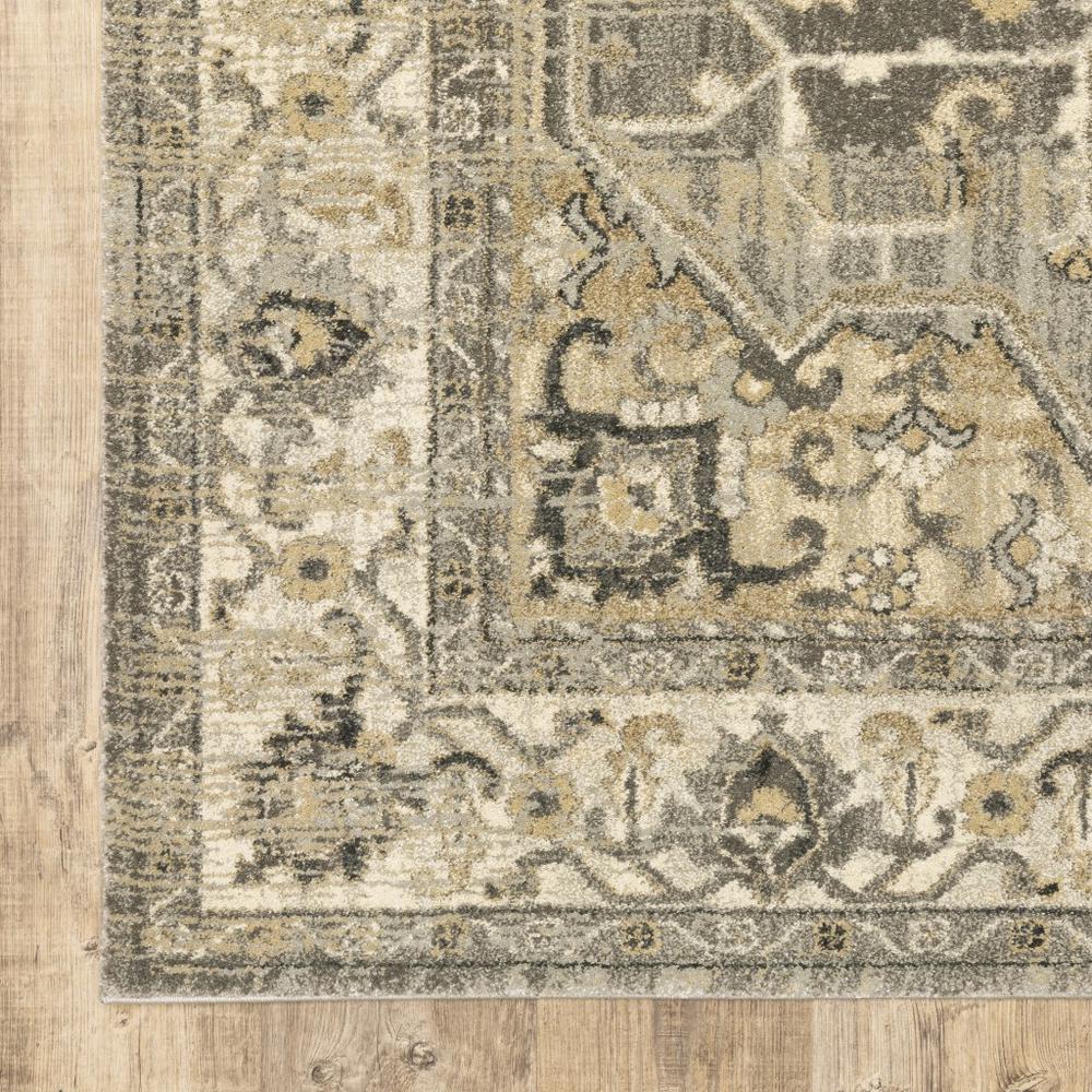 10’ x 13’ Beige and Gray Traditional Medallion Indoor Area Rug - 388087. Picture 3