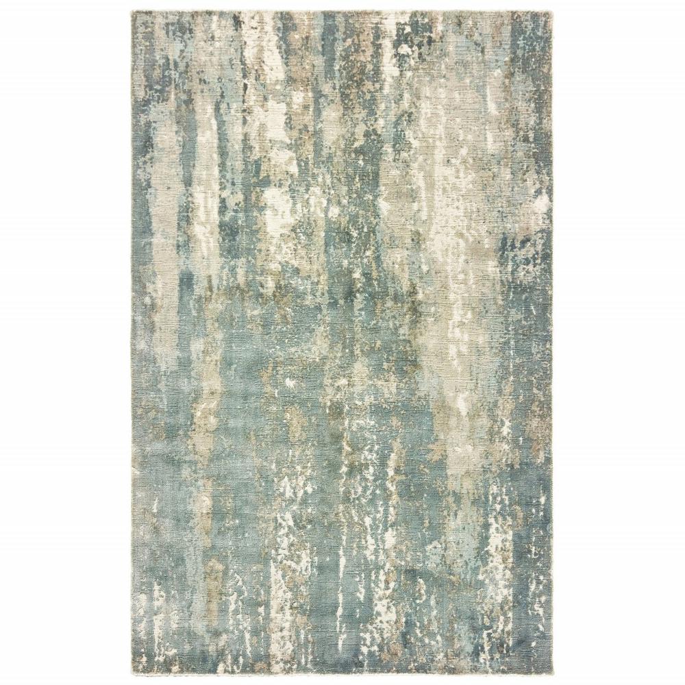 8’ x 10’ Blue and Gray Abstract Splash Indoor Area Rug - 388093. Picture 1
