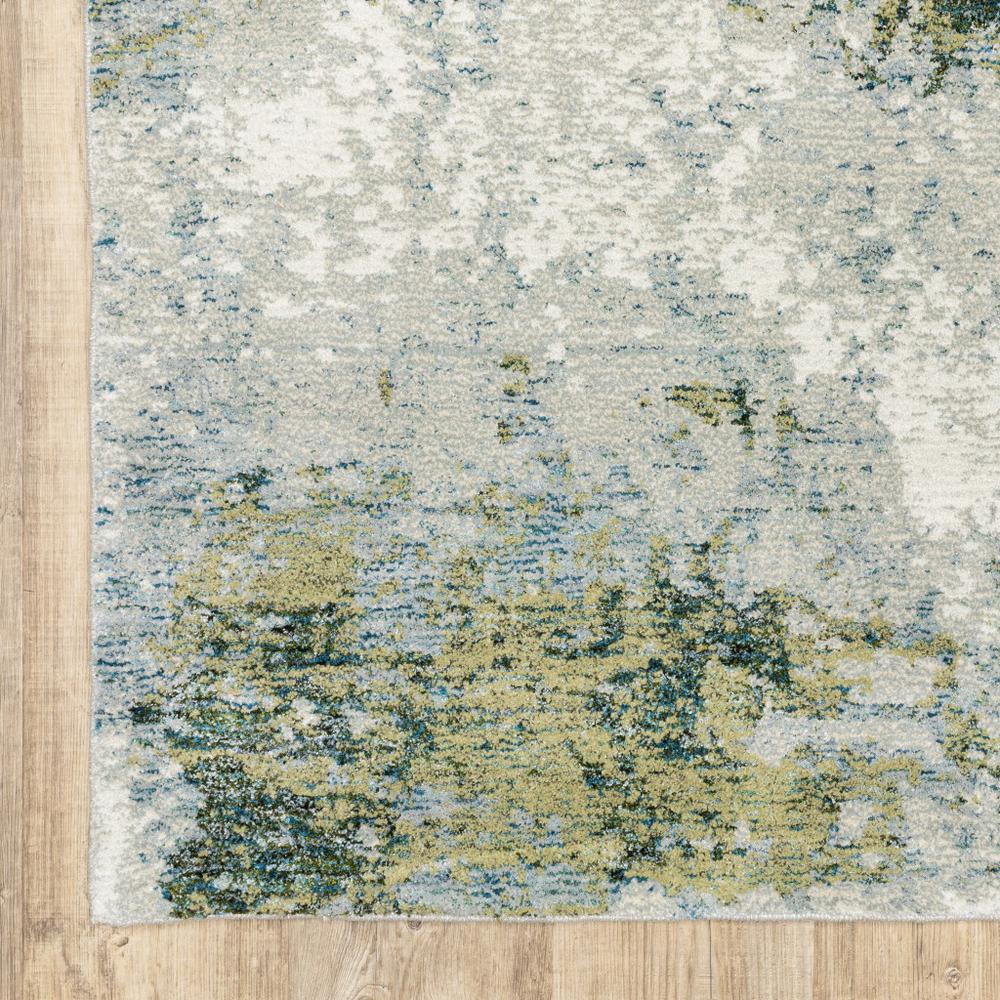 10’ x 13’ Blue and Sage Distressed Waves Indoor Area Rug - 388098. Picture 3