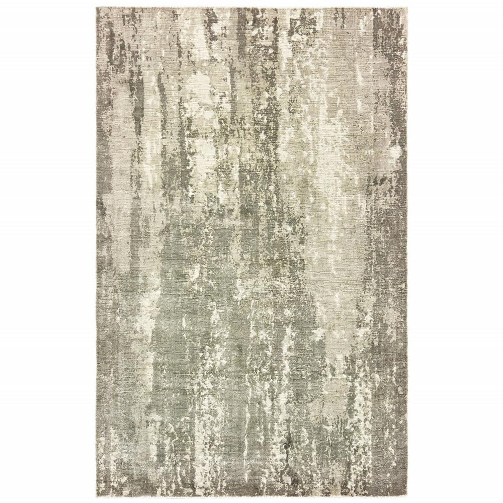 9’ x 12’ Gray and Ivory Abstract Splash Indoor Area Rug - 388101. Picture 1