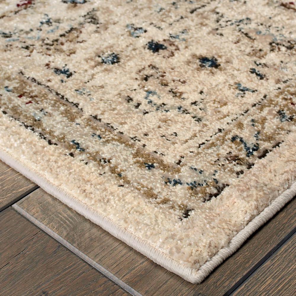 2’ x 8’ Ivory and Gold Distressed Indoor Runner Rug - 388181. Picture 2