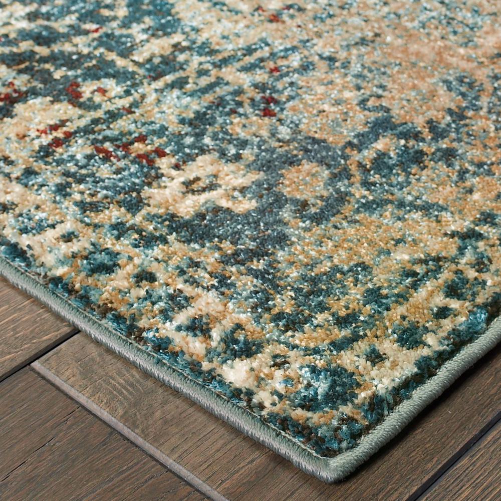 4’ x 6’ Sand and Blue Distressed Indoor Area Rug - 388189. Picture 2