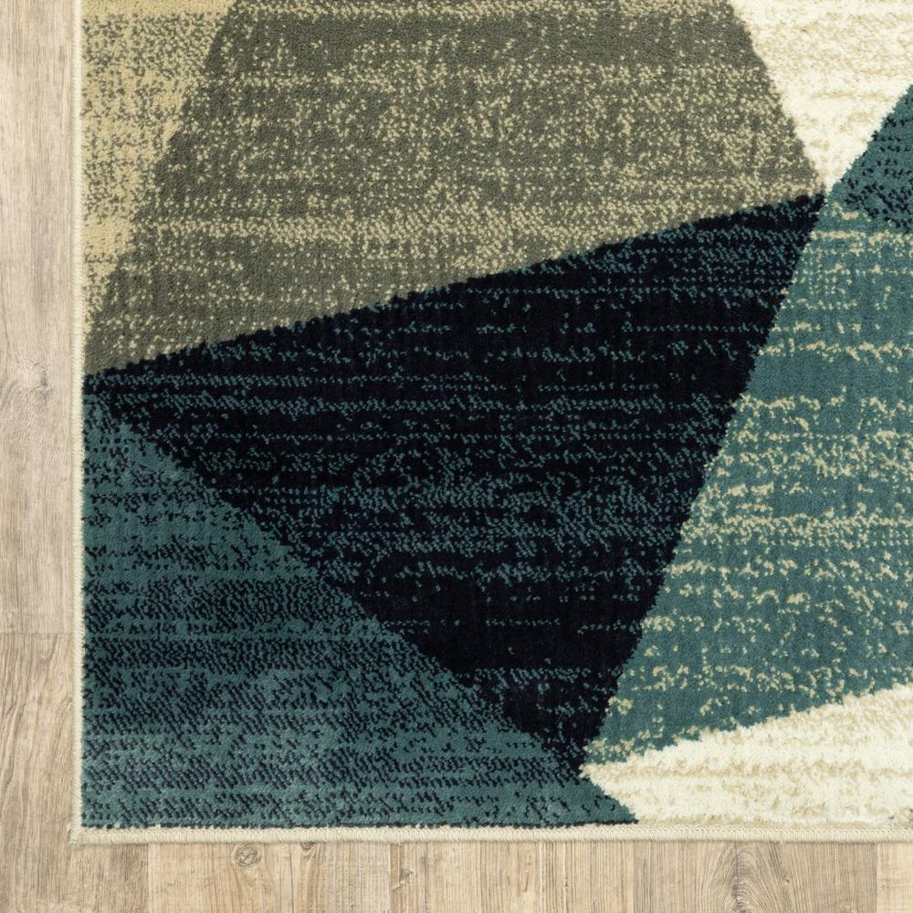 10’ x 13’ Gray and Teal Geometrics Indoor Area Rug - 388200. Picture 3