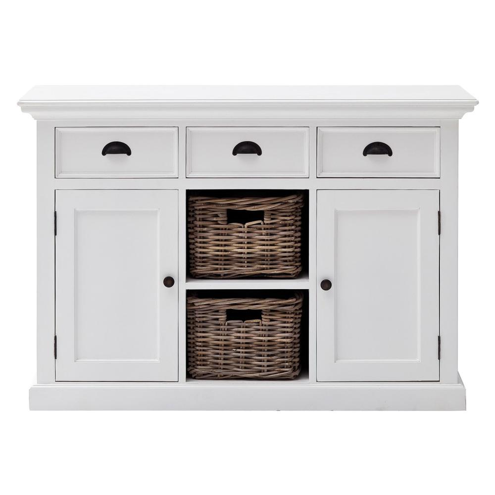 White Modern Farmhouse Large Accent Cabinet with Baskets - 388214. Picture 5