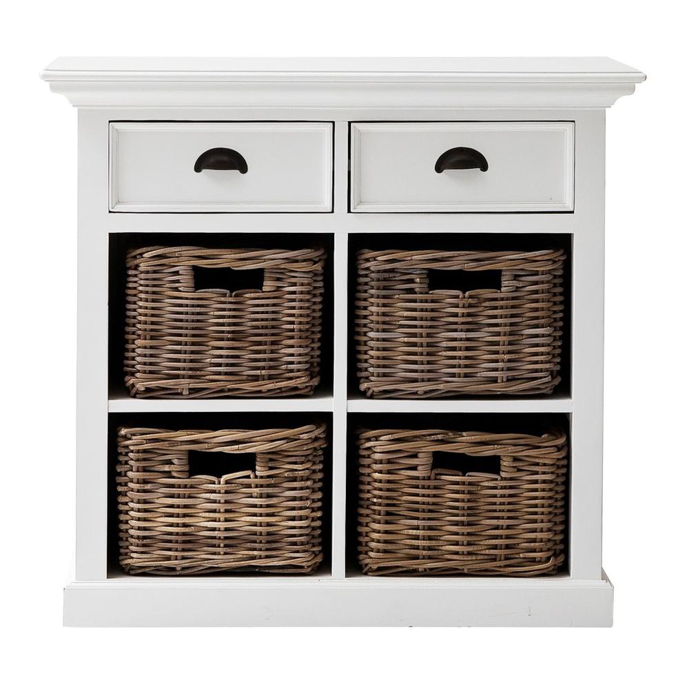 Modern Farmhouse White Medium Accent Cabinet with Baskets - 388218. Picture 5
