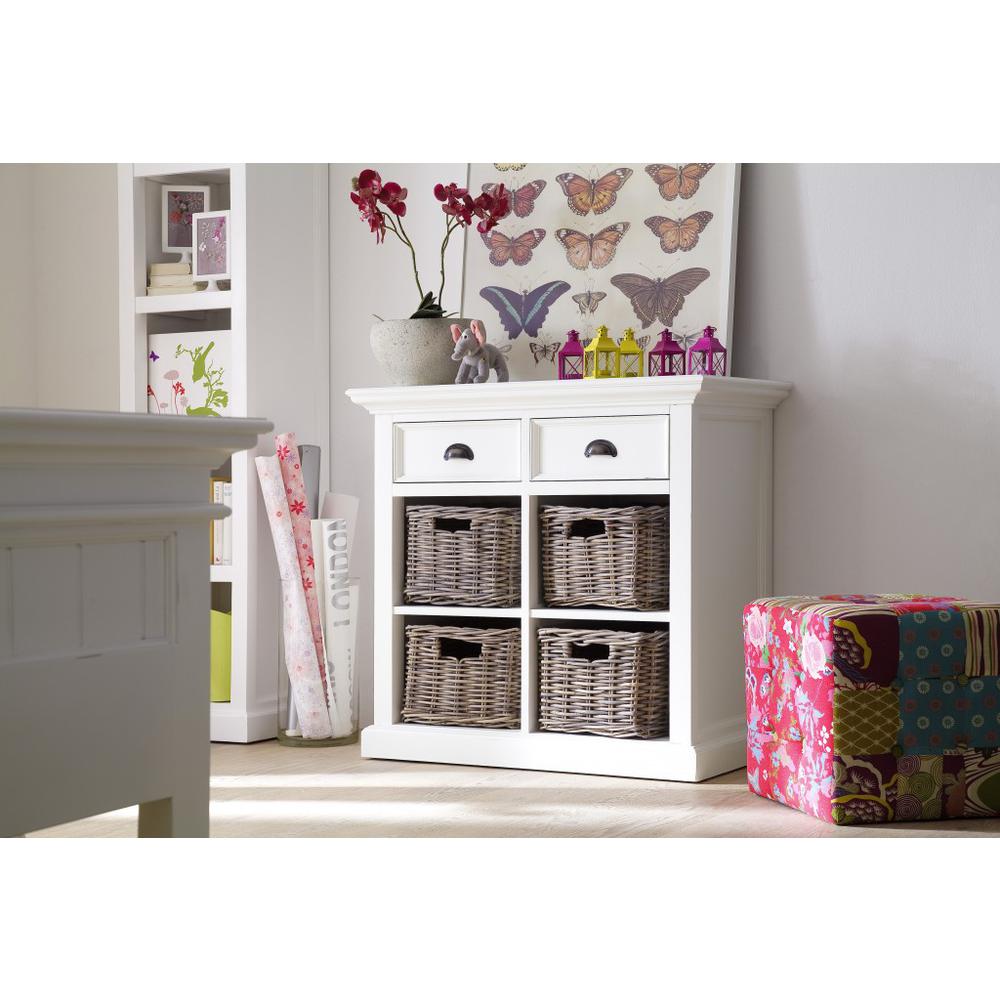 Modern Farmhouse White Medium Accent Cabinet with Baskets - 388218. Picture 6