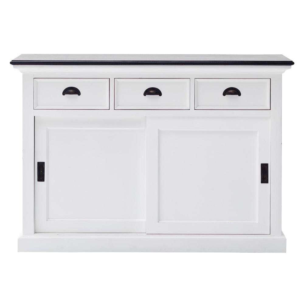 Modern Farmhouse Black and White Buffet Server with Sliding Doors - 388231. Picture 1