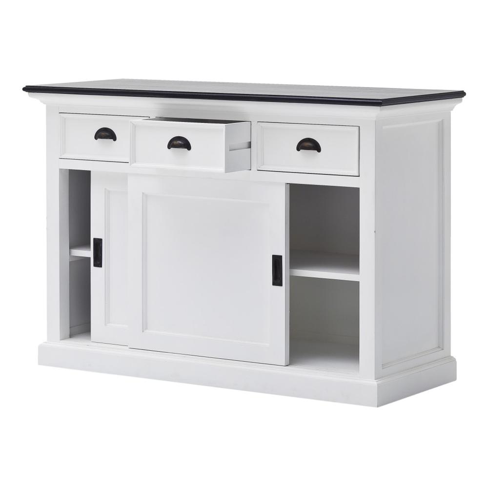 Modern Farmhouse Black and White Buffet Server with Sliding Doors - 388231. Picture 3