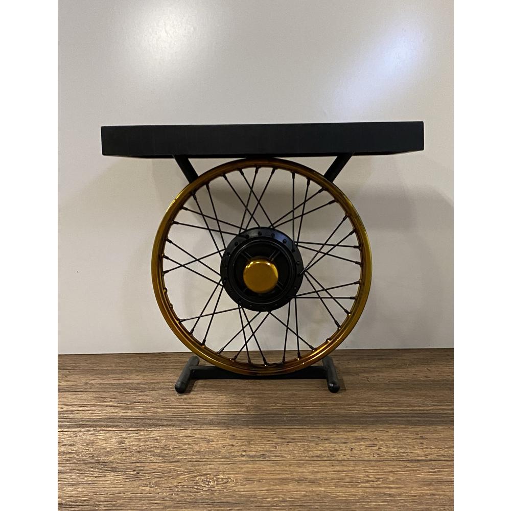 Black and Gold Wheel Accent Table - 388285. Picture 1