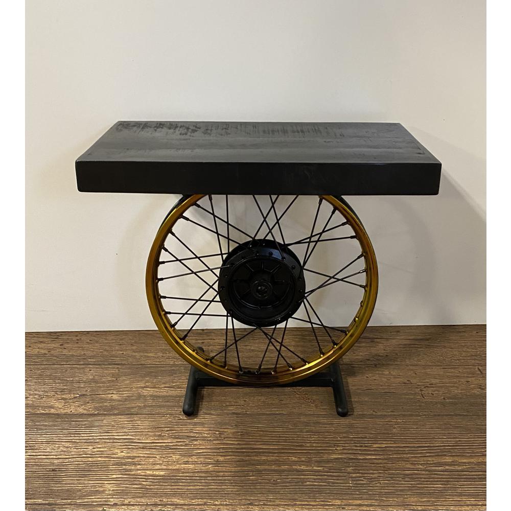 Black and Gold Wheel Accent Table - 388285. Picture 2
