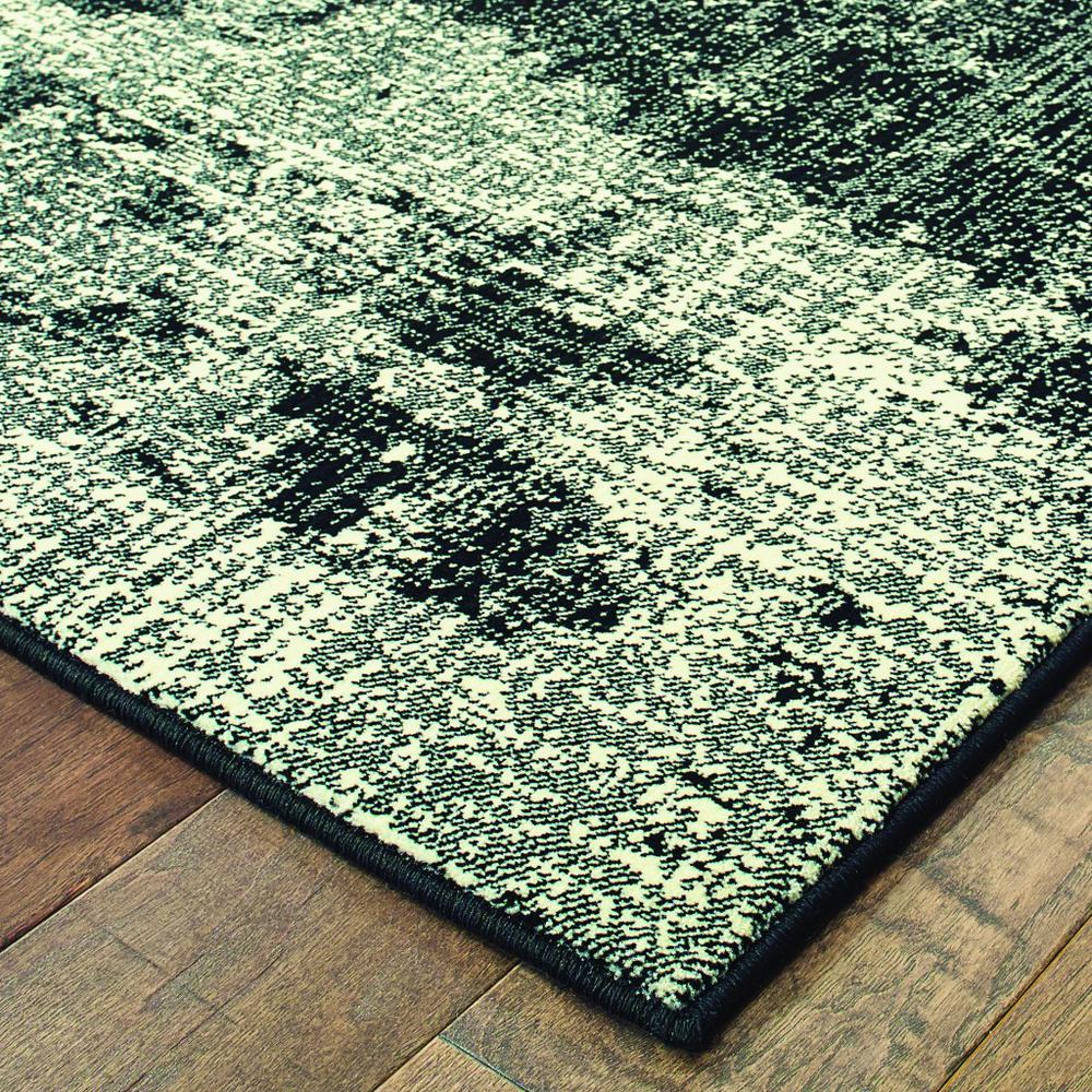8' Black Ivory Machine Woven Abstract Indoor Runner Rug - 388294. Picture 2