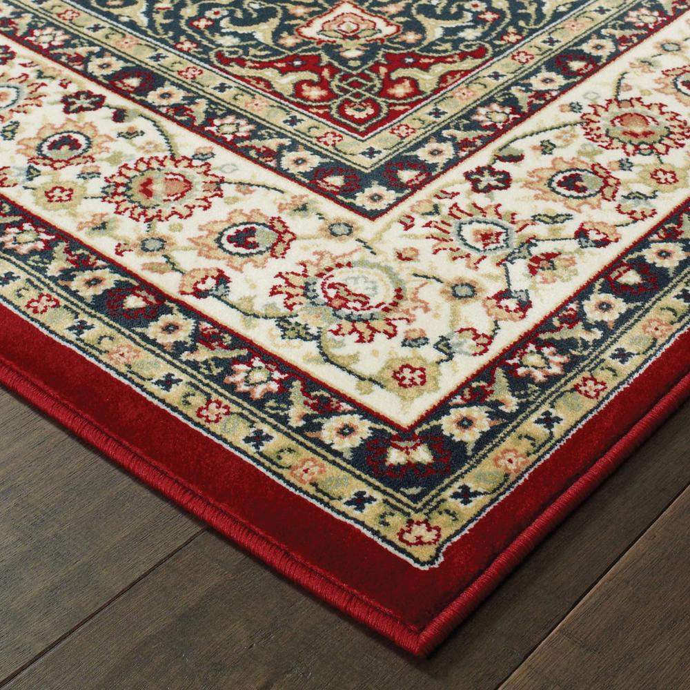 5' x 8' Red Ivory Machine Woven Oriental Indoor Area Rug - 388313. Picture 2