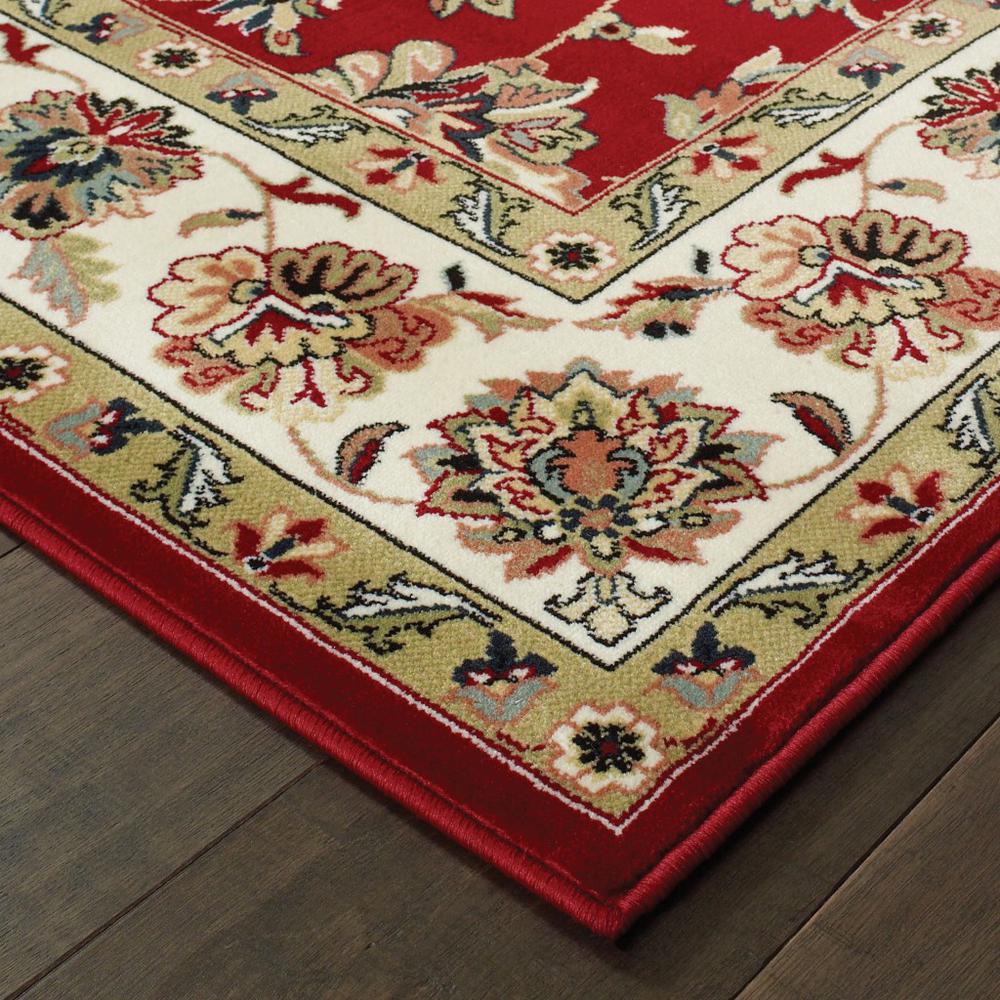 5' x 8' Red Ivory Machine Woven Floral Oriental Indoor Area Rug - 388325. Picture 2