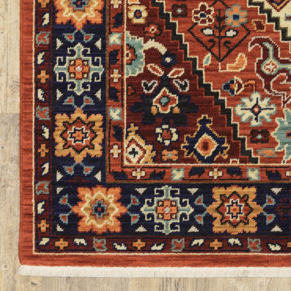 2' x 3' Red Blue Machine Woven Oriental Indoor Area Rug - 388381. Picture 2
