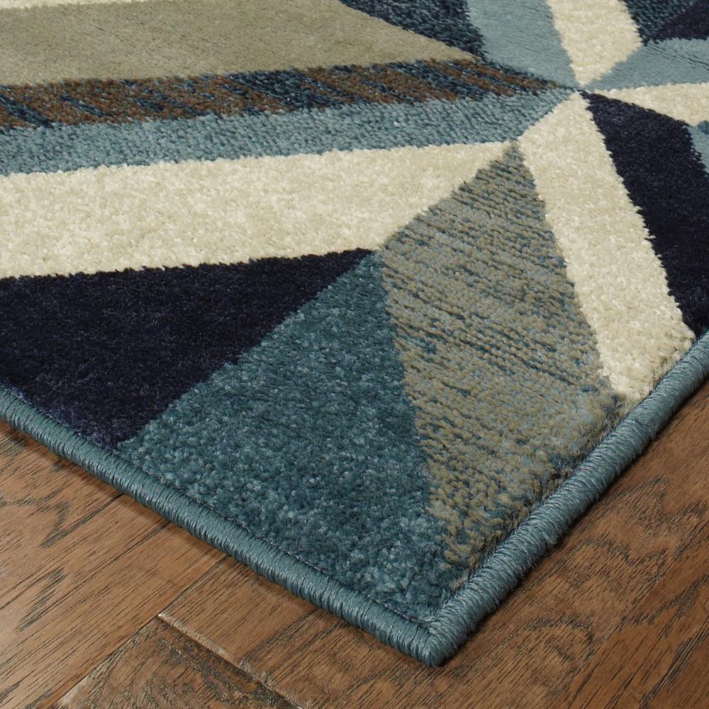 1' x 3' Blue Grey Machine Woven Geometric Indoor Area Rug - 388449. Picture 2
