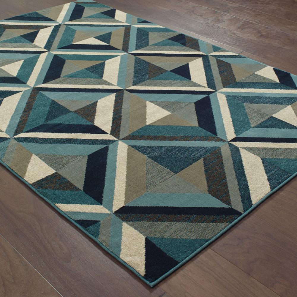 1' x 3' Blue Grey Machine Woven Geometric Indoor Area Rug - 388449. Picture 3