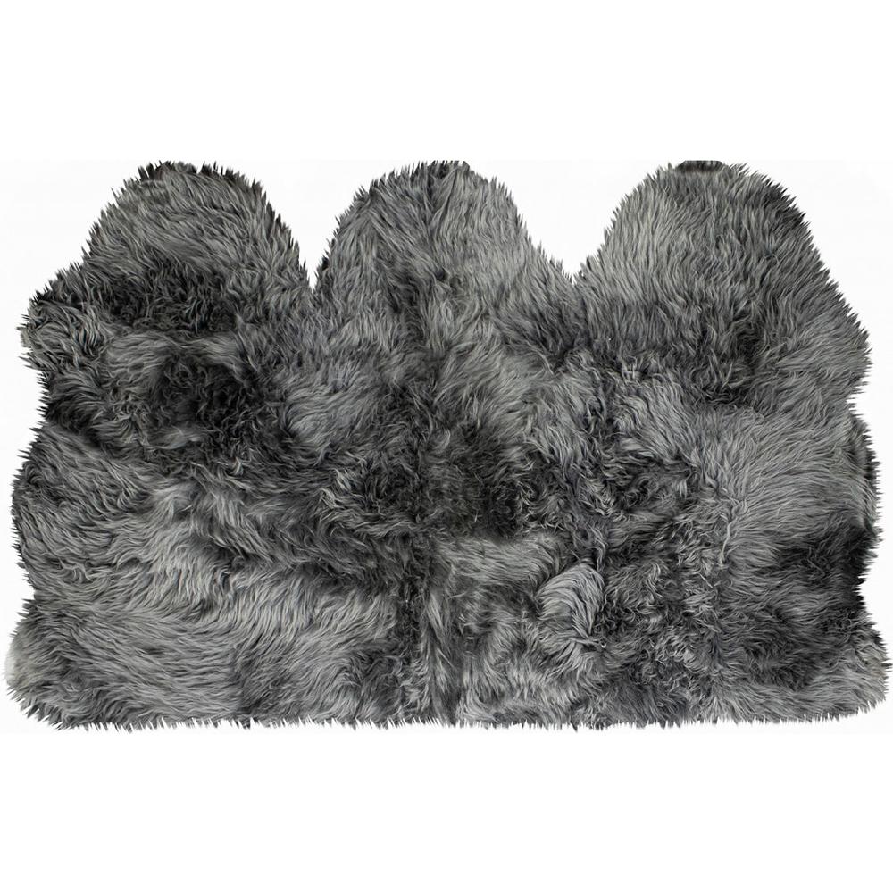 3' x 5' Gray Natural Sheepskin Area Rug GREY. Picture 1