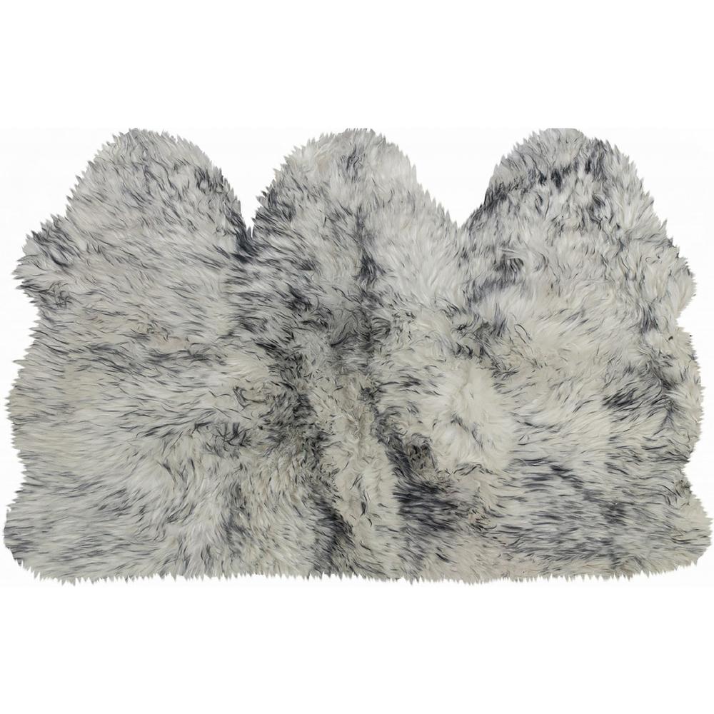 3' x 5' Gray Ombre Natural Sheepskin Area Rug GRADIENT GREY. Picture 1
