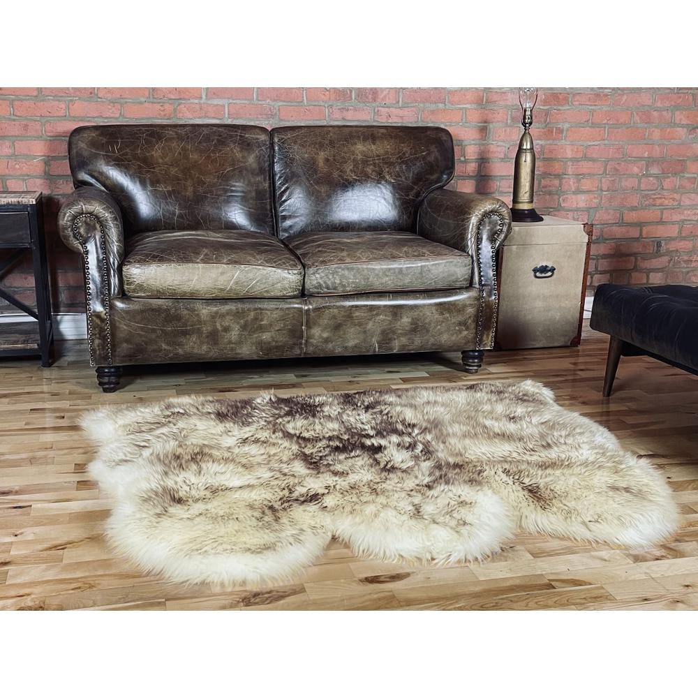 3' x 5' Brown Ombre Natural Sheepskin Area Rug GRADIENT CHOCOLATE. Picture 3