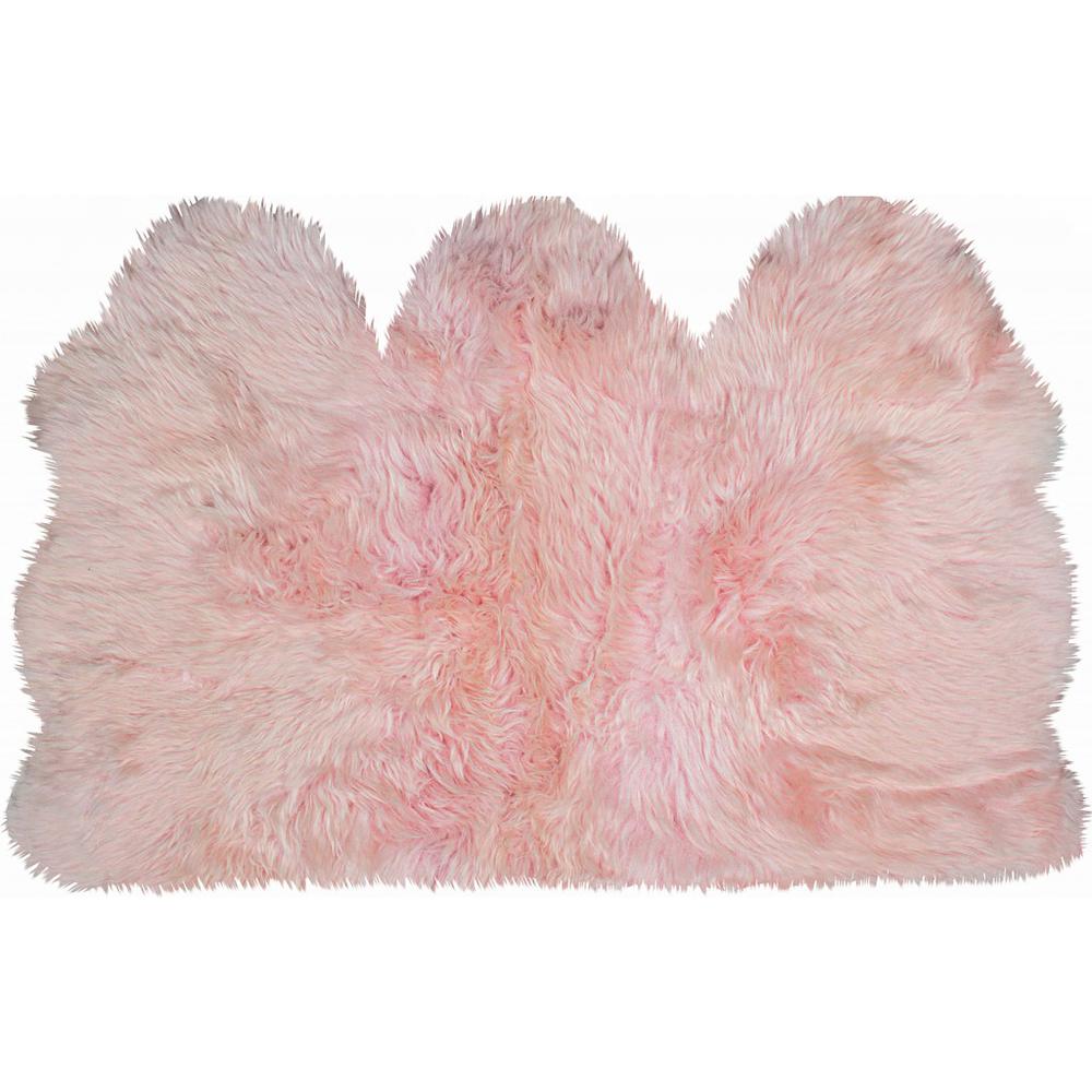 3' x 5' Pink Natural Sheepskin Area Rug PINK. Picture 1
