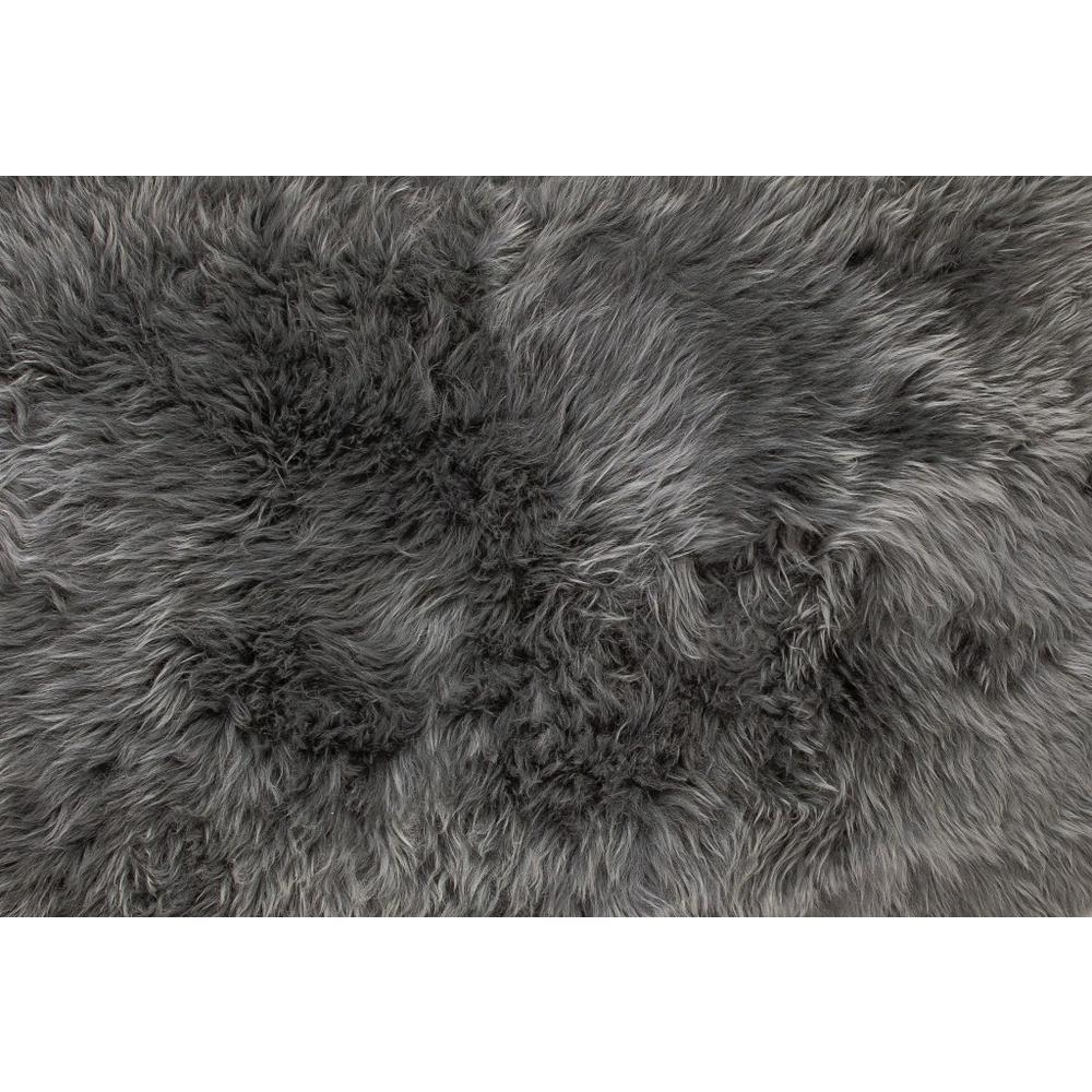 3' x 5' Gray Natural Rectangular Sheepskin Area Rug GREY. Picture 2