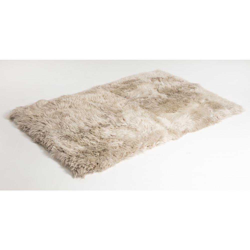 3' x 5' Taupe Natural Rectangular Sheepskin Area Rug TAUPE. Picture 4