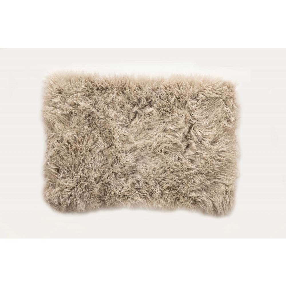 2' x 5' Taupe Natural Rectangular Sheepskin Area Rug TAUPE. Picture 1