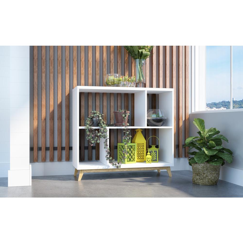 Modern White and Natural Bookcase. Picture 1