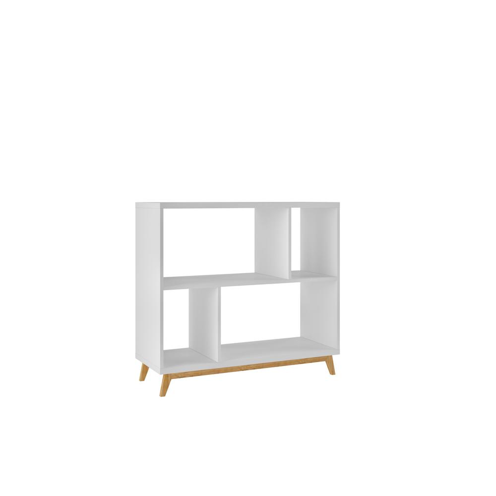 Modern White and Natural Bookcase. Picture 4