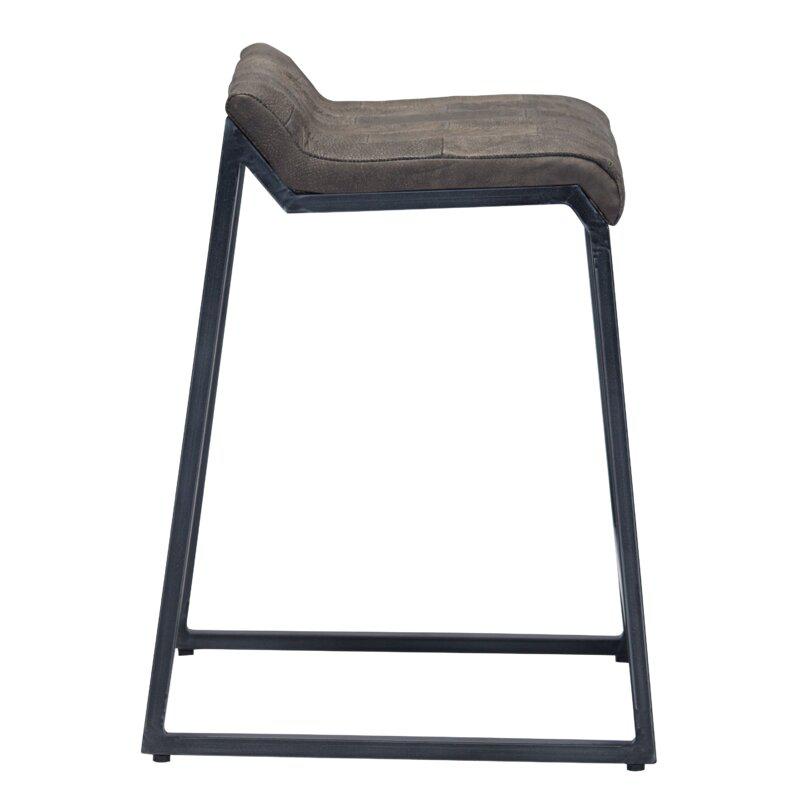 Brown Leather and Dark Grey Counter Stool - 388561. Picture 1