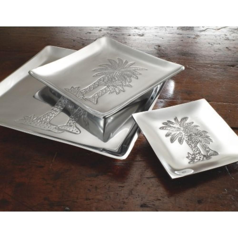 Square Silver Palm Tree Plate silver. Picture 1