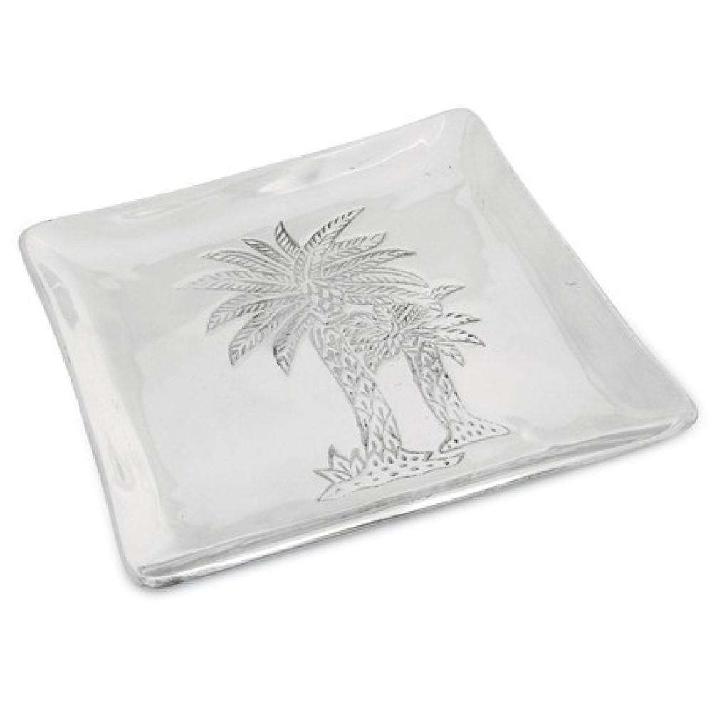 Square Silver Palm Tree Plate silver. Picture 2