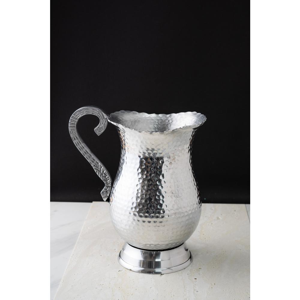 Hand Hammered Stainless Steel Pitcher silver. Picture 3