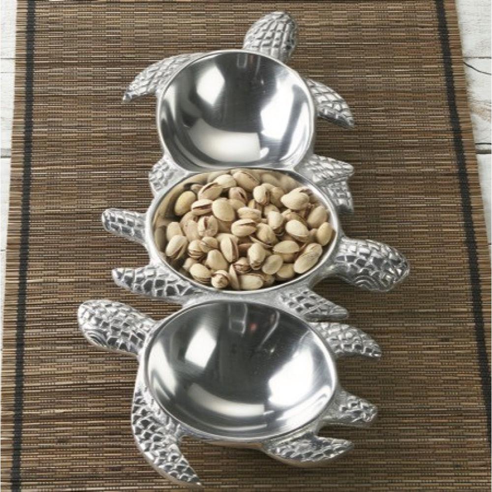 Silver Three Section Turtle Design Serving Tray silver. Picture 1