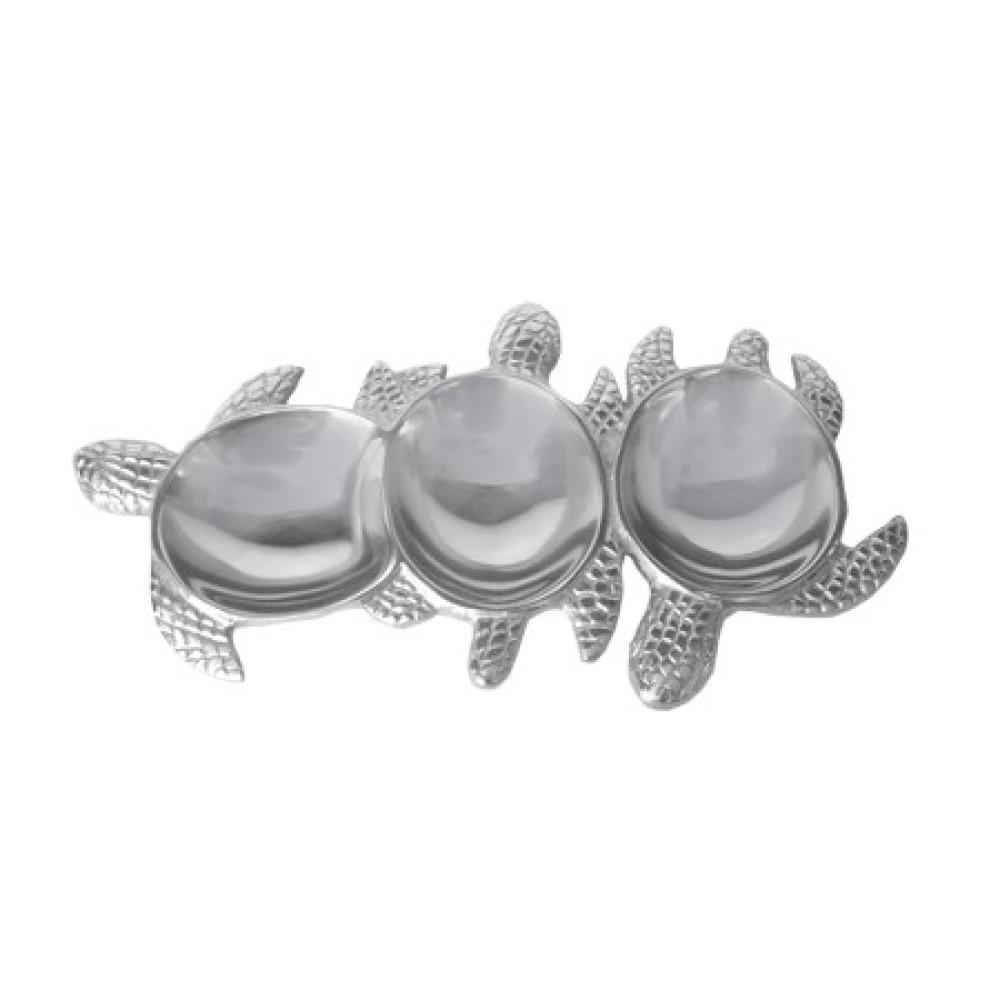 Silver Three Section Turtle Design Serving Tray silver. Picture 2