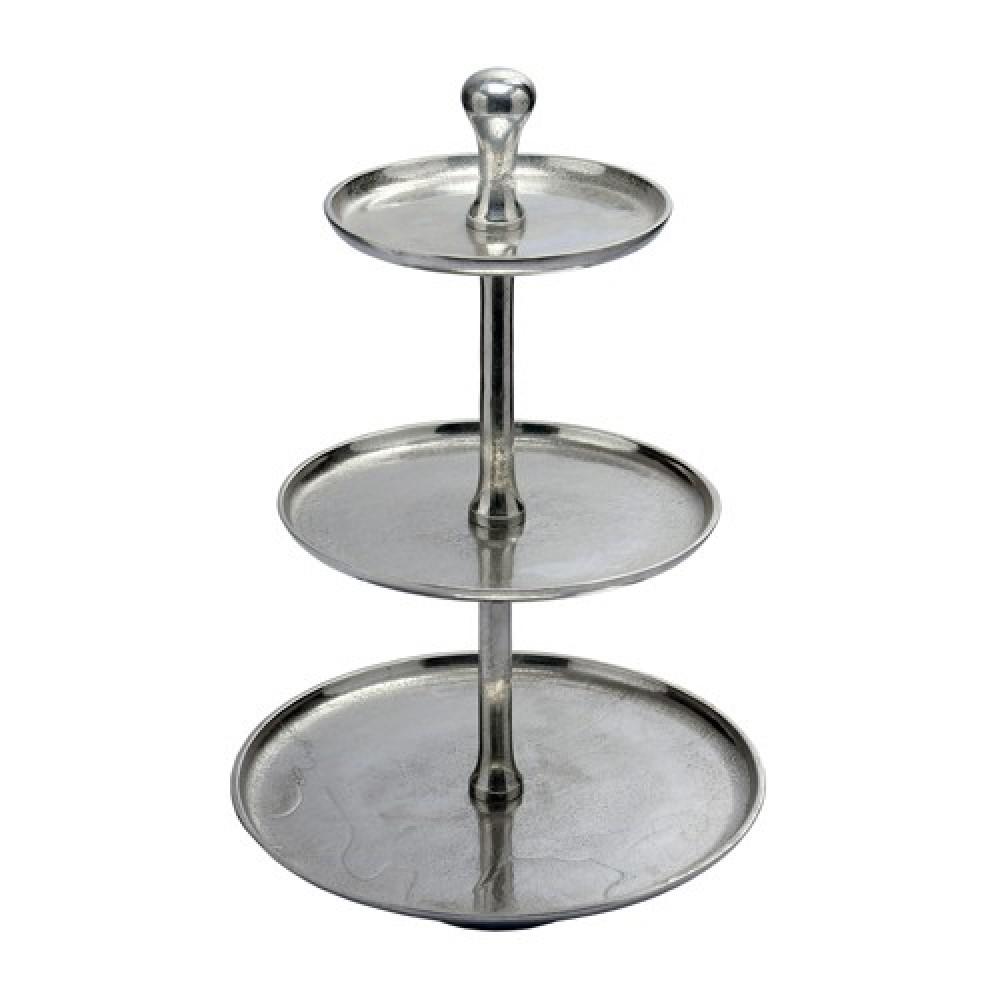 Round Three Tier Serving Stand silver. Picture 1