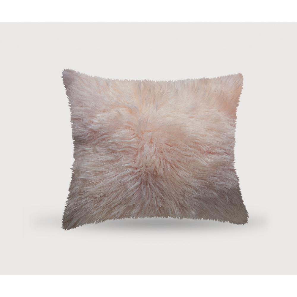 Blush Natural Sheepskin Square Pillow BLUSH. Picture 1