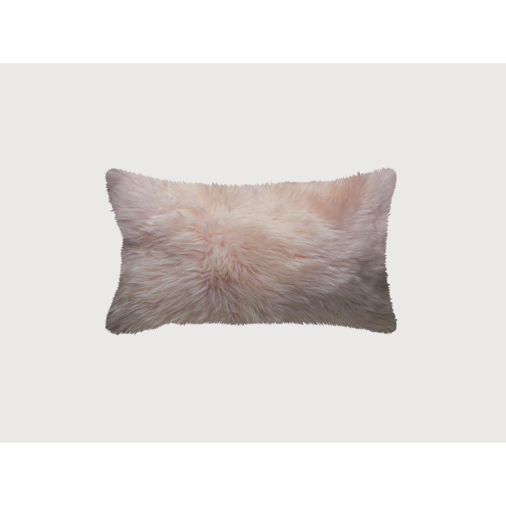 Blush Natural Sheepskin Lumbar Pillow BLUSH. Picture 1