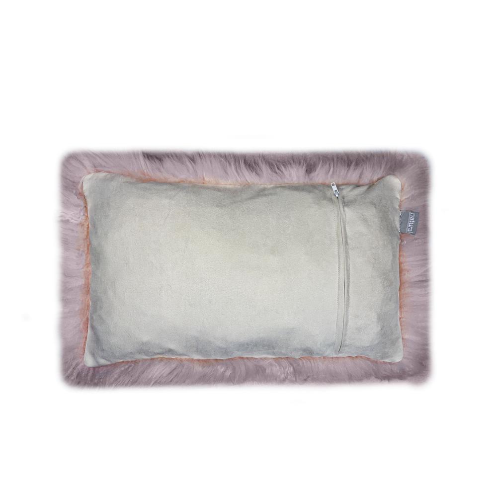 Blush Natural Sheepskin Lumbar Pillow BLUSH. Picture 2